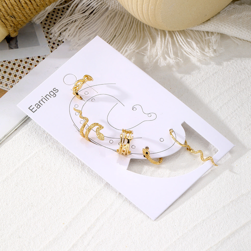 Glamorous Rebellion: Gold-Plated Snake Ear Clip Earrings for Women