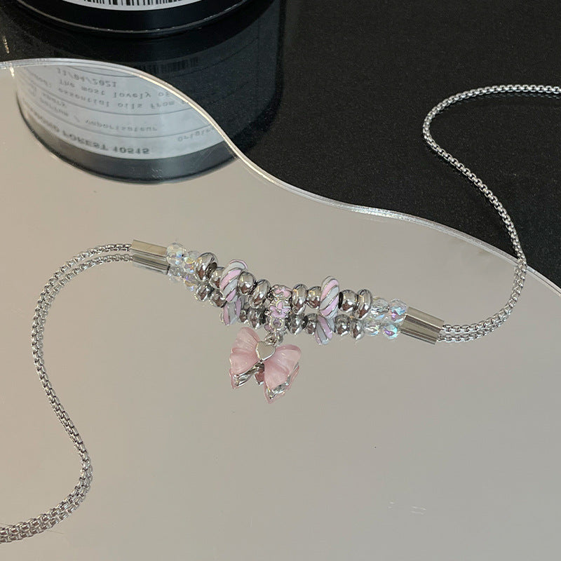 Elegant Charm: The Y2g Bowknot Beaded Thread Necklace