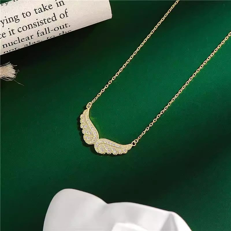 Sterling Seraph: S925 Cubic Zirconia Angel Wings Pendant Necklace