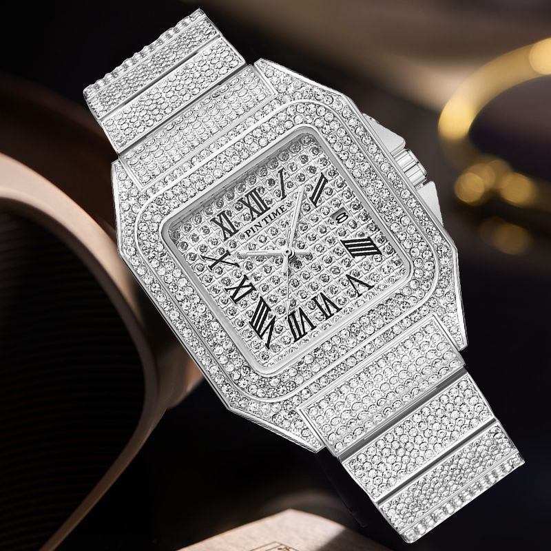 Diamond Square Precision: PINTIME Men's Quartz Watch