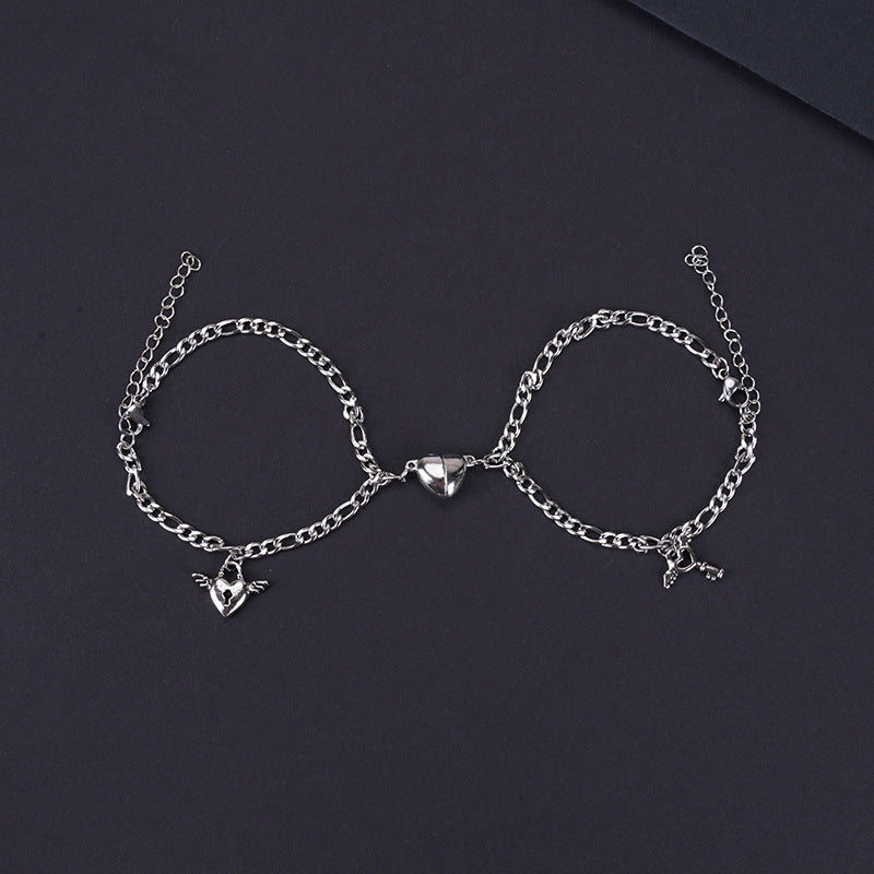 Heart Lock Unity: Couple Combination Bracelet