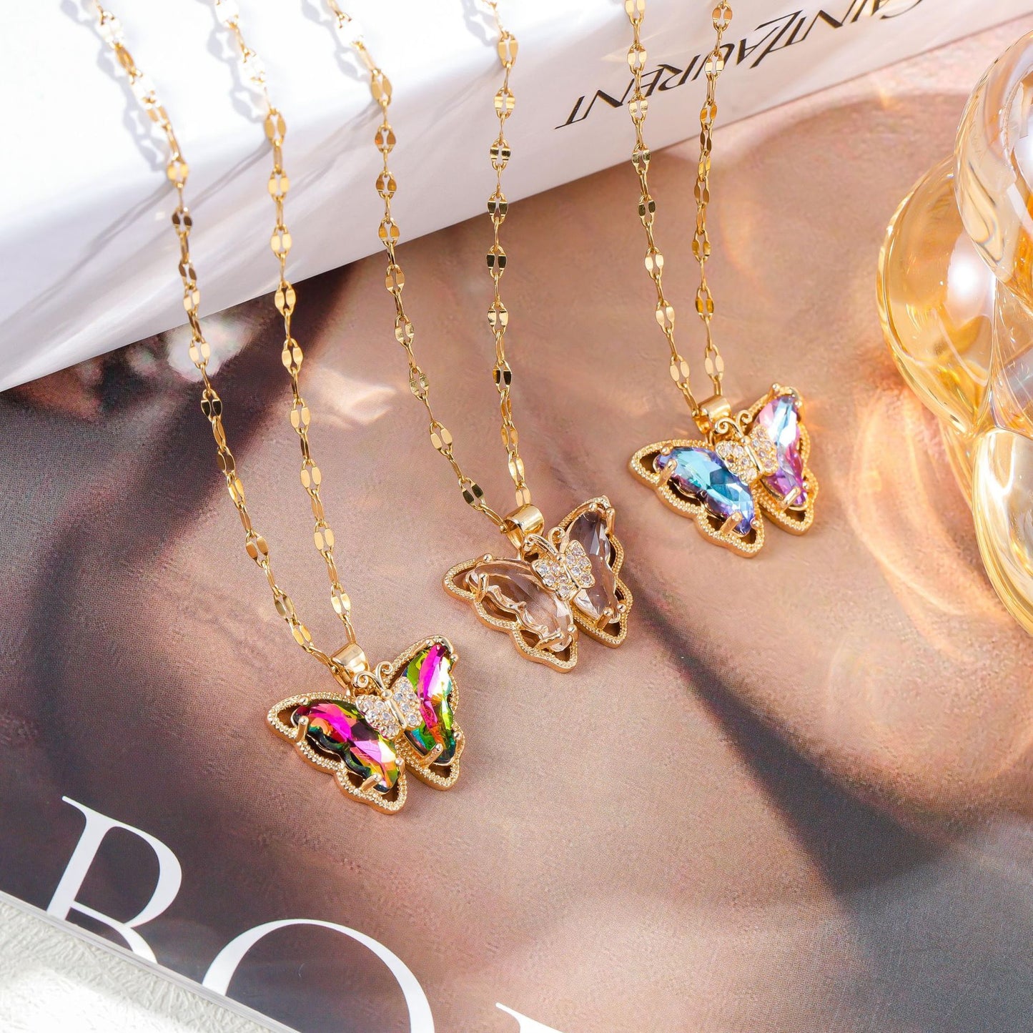 Fluttering Beauty: Micro-Inlaid Zircon Butterfly Clavicle Chain Necklace