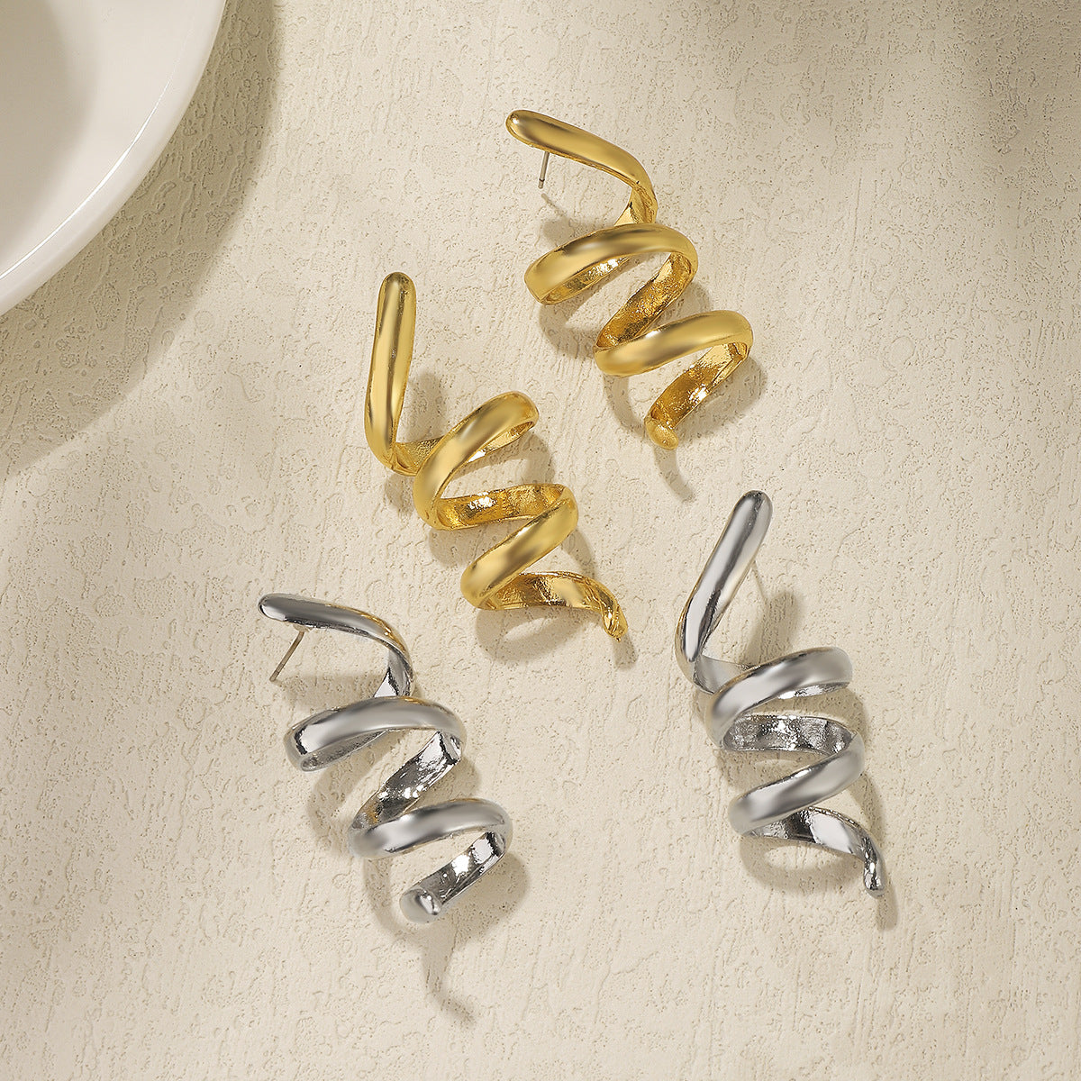 Customized Elegance: Alloy Spiral Personalized Earrings in a Chic, Simple Design