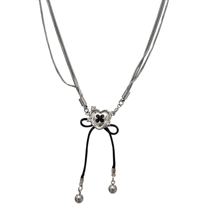 Whimsical Affection: Button Stitching Bow Necklace