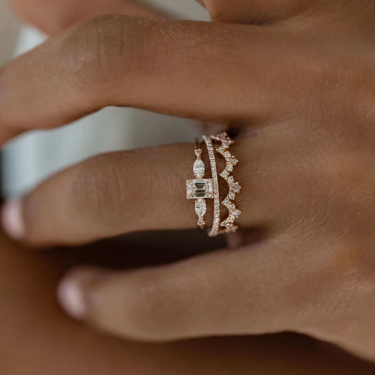 Glamorous Trio: Gold Ring Fashion Set for Stylish Ladies