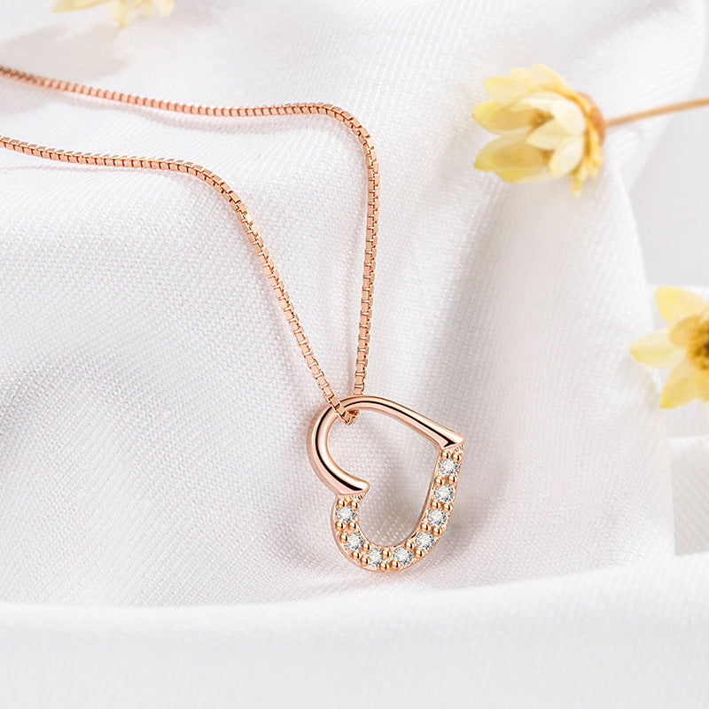 Gilded Heartstrings: S925 Sterling Silver Love Heart Pendant Necklace