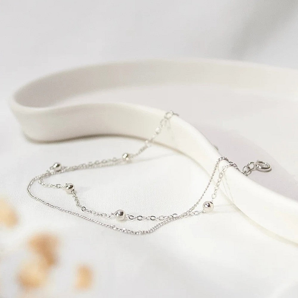 Chic Simplicity: Double Layer Copper Bead Anklet