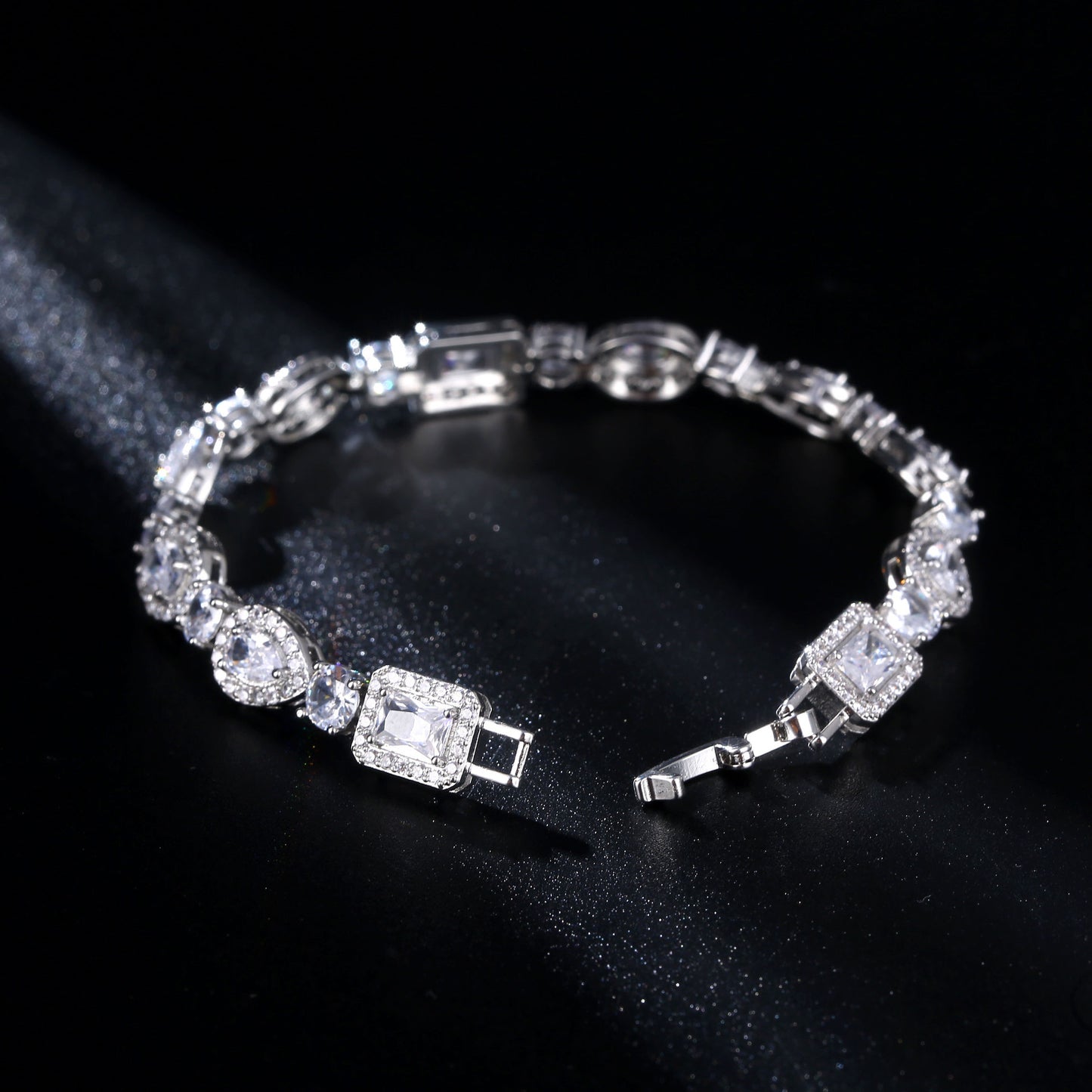 Radiant Elegance: Water Drop Multi-shape Horse Eye Zircon Bracelet