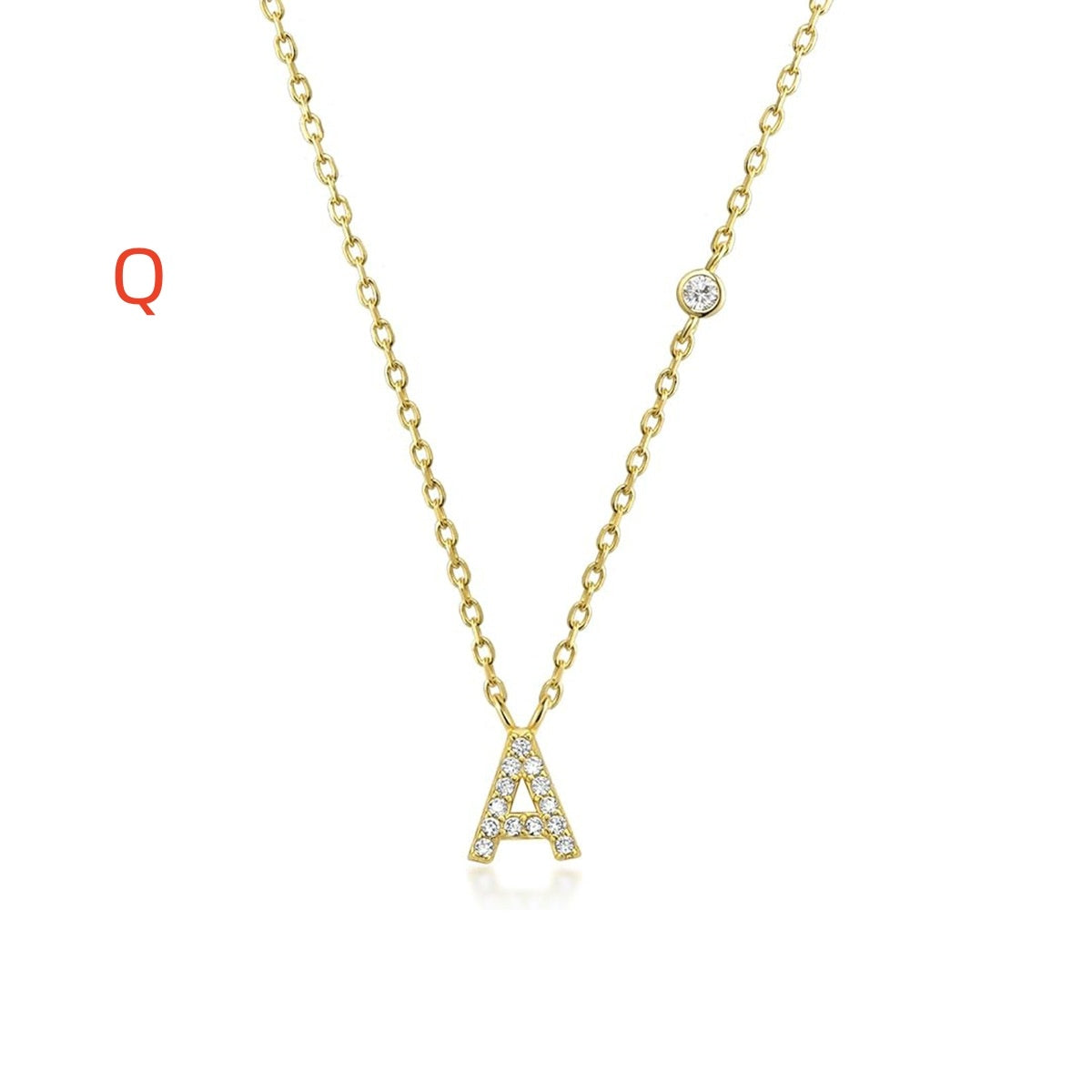 A-Z 26 Letters Luxury Gold/Silver Color Necklace CZ Pendant