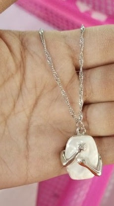 Pearls of Love: Unique Square Baroque Pearl Couple Pendant Necklace