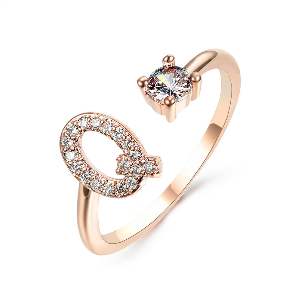 26 Initial Letter Ring: Adjustable New Design for Women's Simple and Elegant Fashion Jewelry