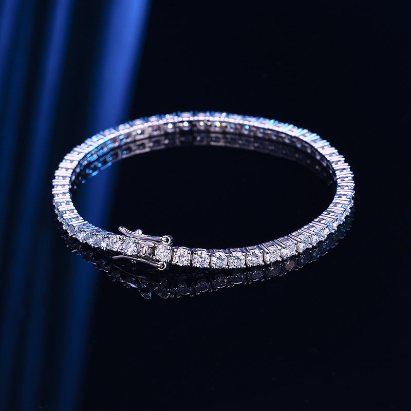 Radiant Brilliance: S925 Sterling Silver Moissanite Tennis Bracelet with 10 Points Sparkle