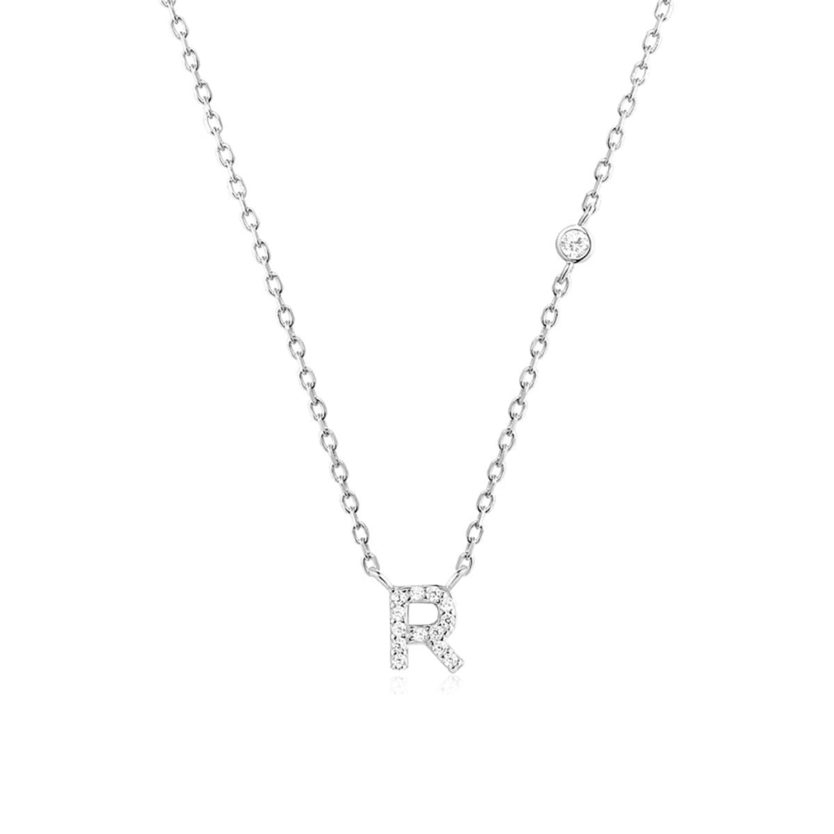 A-Z 26 Letters Luxury Gold/Silver Color Necklace CZ Pendant