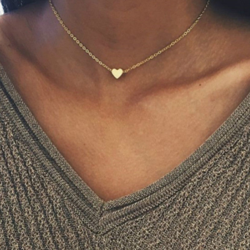 Golden Love: Double-sided Pendant Clavicle Chain Necklace