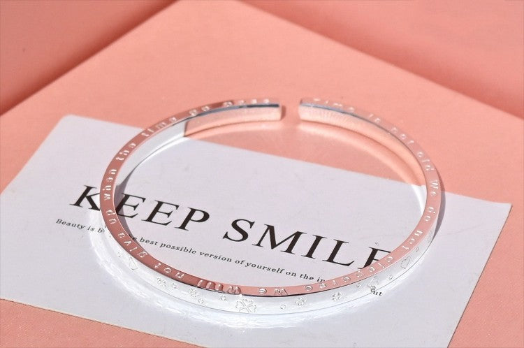 Radiant Grace: Sterling Silver Hand Ornament Opening Bracelet for Women