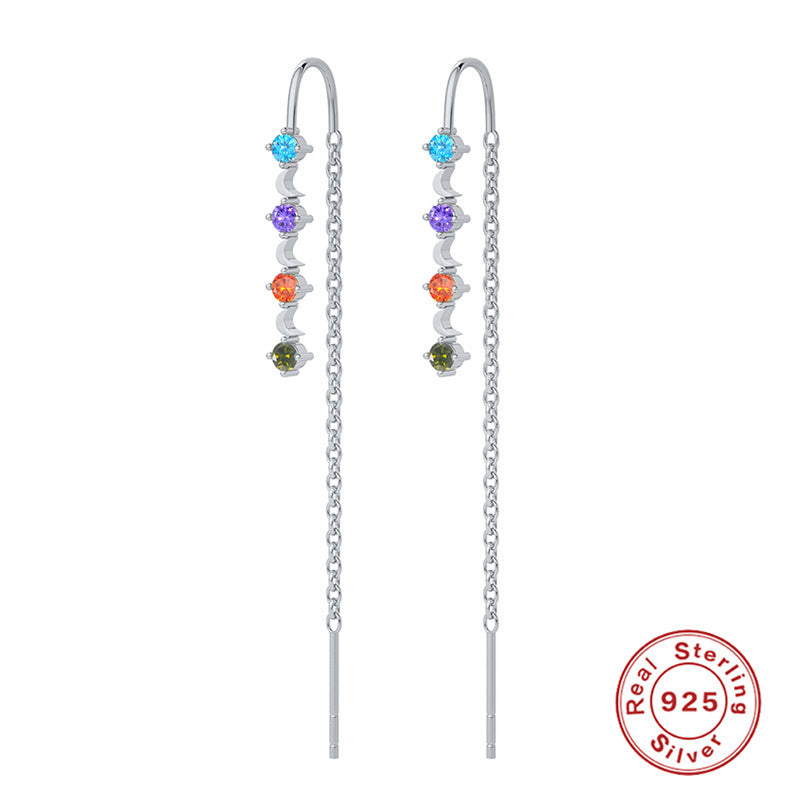 Radiant Elegance: 925 Sterling Silver Tassel Ear Wires with Diamonds
