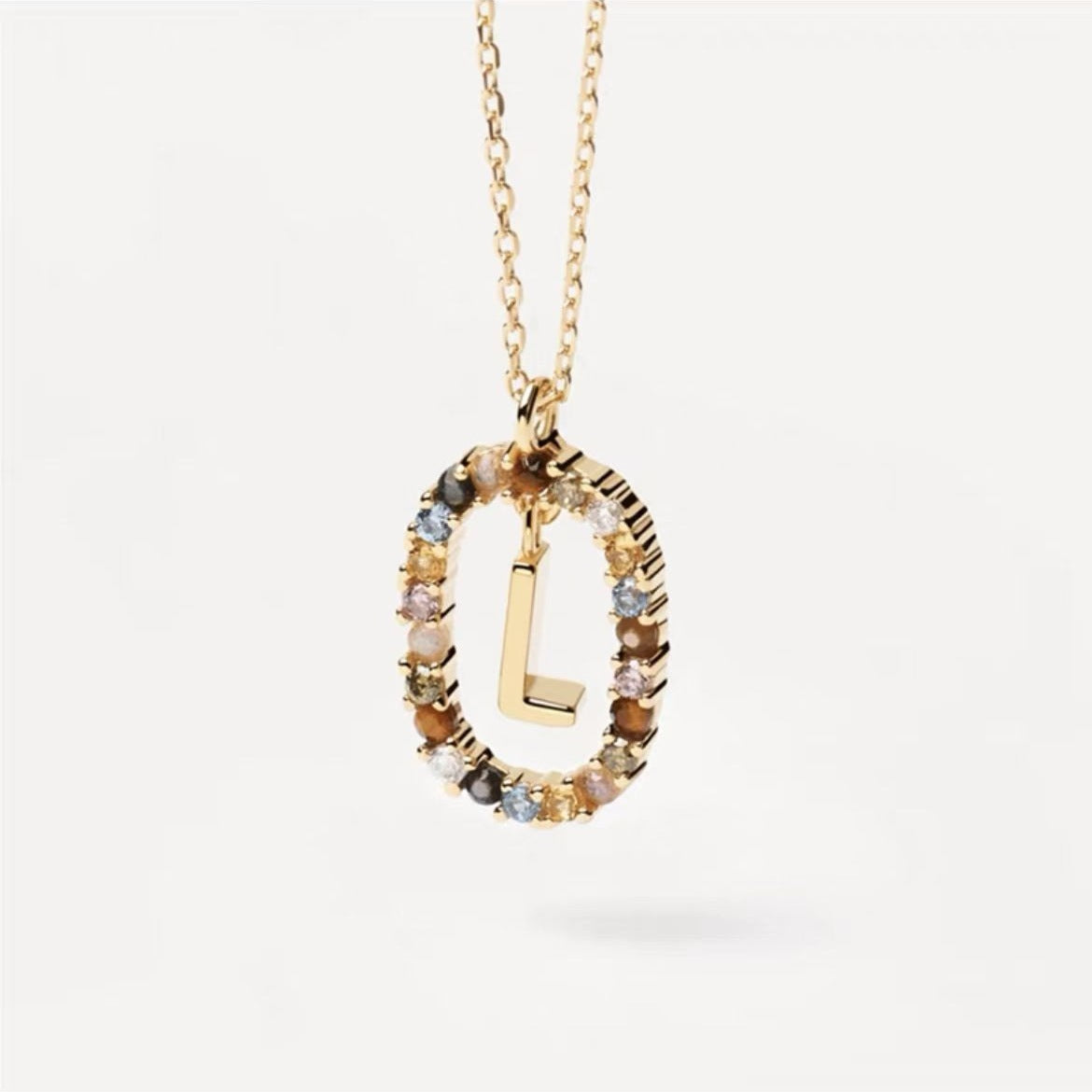 Radiant Alphabet: Colored Rhinestone Necklace - 18K Fashion Jewelry