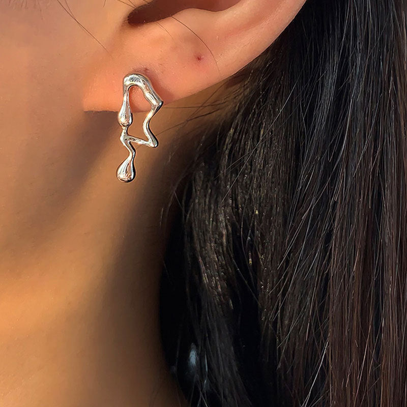 Uniquely Yours: Asymmetric Lava Light Luxury Earrings