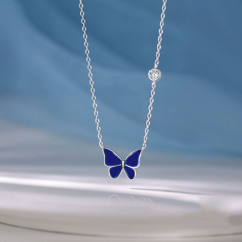 Metamorphosis Majesty: S925 Silver Color-Changing Butterfly Necklace - Fashion Novelty Jewelry