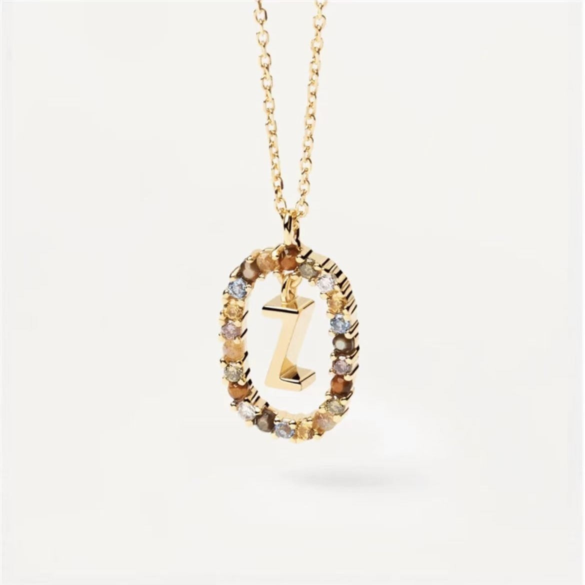 Radiant Alphabet: Colored Rhinestone Necklace - 18K Fashion Jewelry