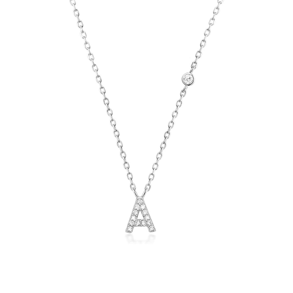 A-Z 26 Letters Luxury Gold/Silver Color Necklace CZ Pendant