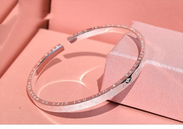 Radiant Grace: Sterling Silver Hand Ornament Opening Bracelet for Women