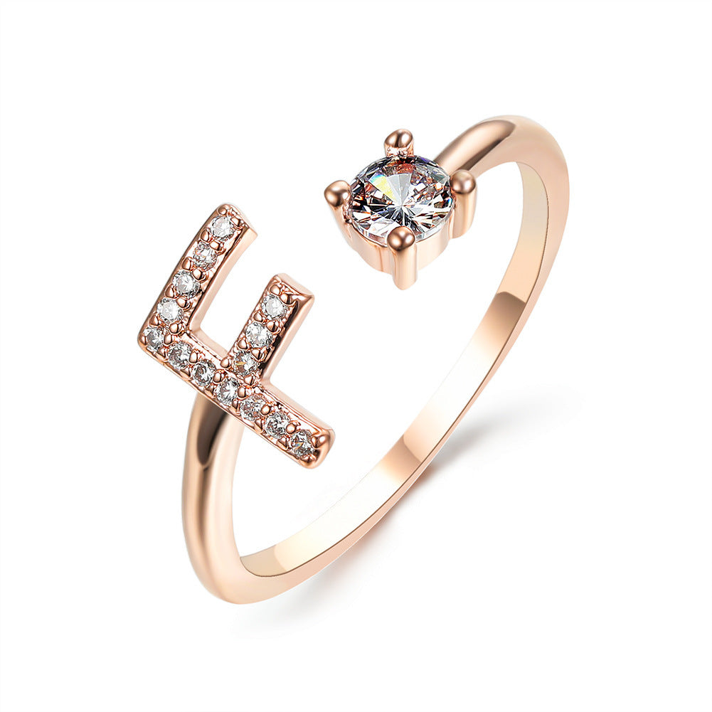 26 Initial Letter Ring: Adjustable New Design for Women's Simple and Elegant Fashion Jewelry