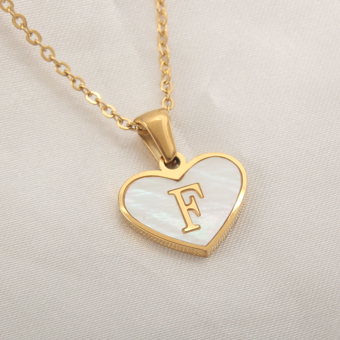 Heartfelt Elegance: 26-Letter White Shell Heart Necklace