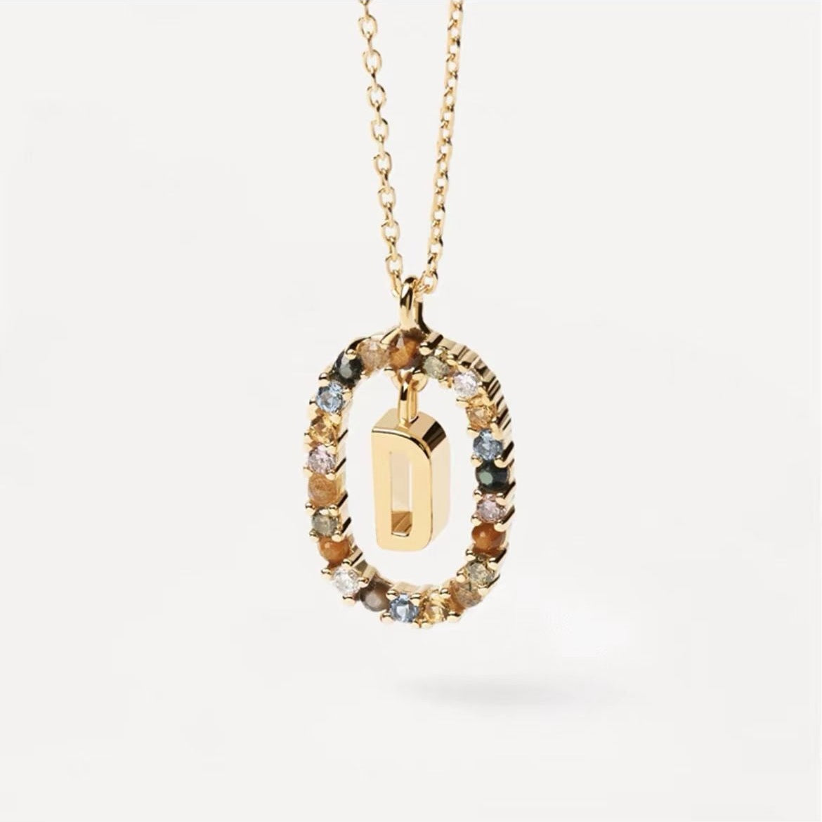 Radiant Alphabet: Colored Rhinestone Necklace - 18K Fashion Jewelry