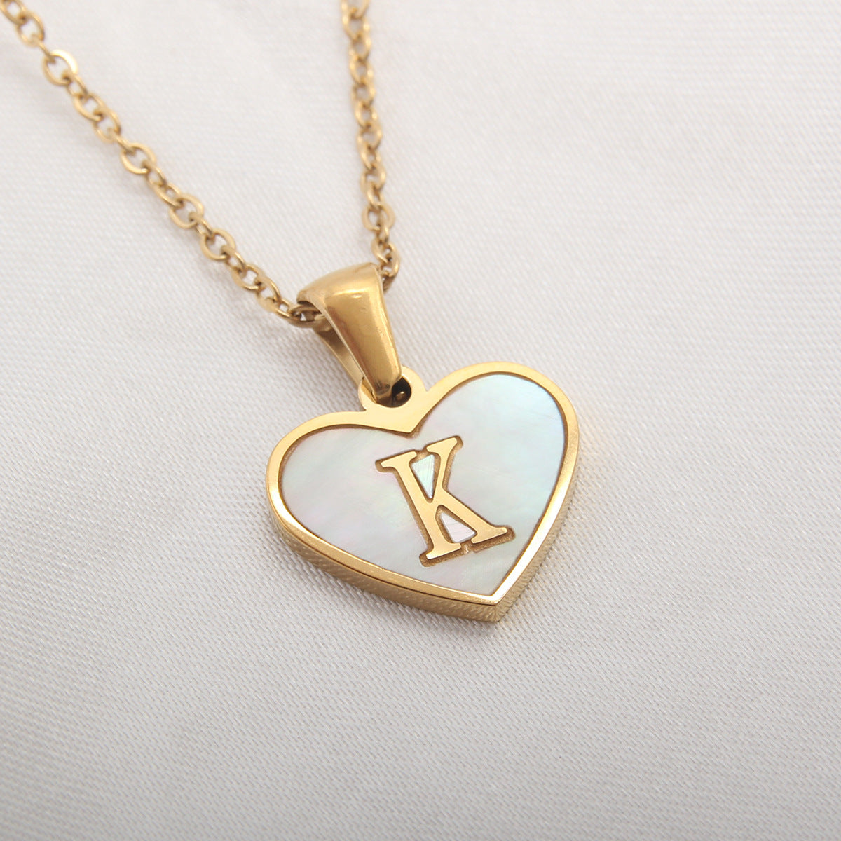 Heartfelt Elegance: 26-Letter White Shell Heart Necklace
