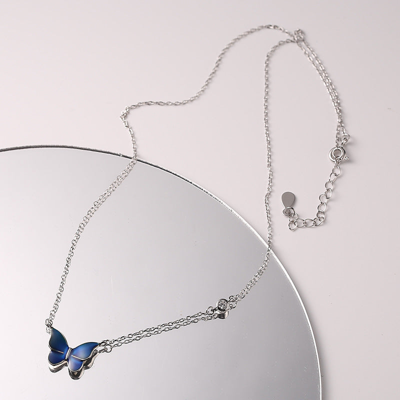 Metamorphosis Majesty: S925 Silver Color-Changing Butterfly Necklace - Fashion Novelty Jewelry