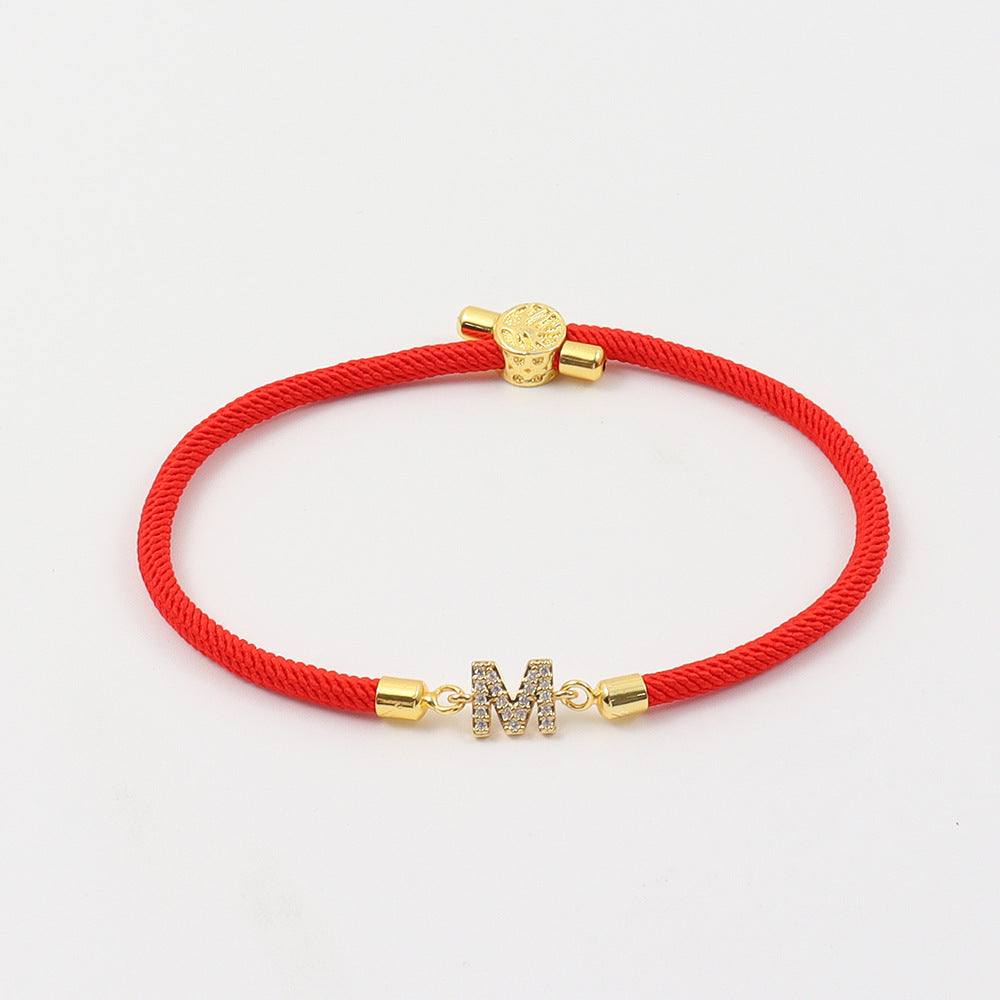 Letter Luxe: Adjustable Copper Strap with Micro-Inlaid Zircon Letters