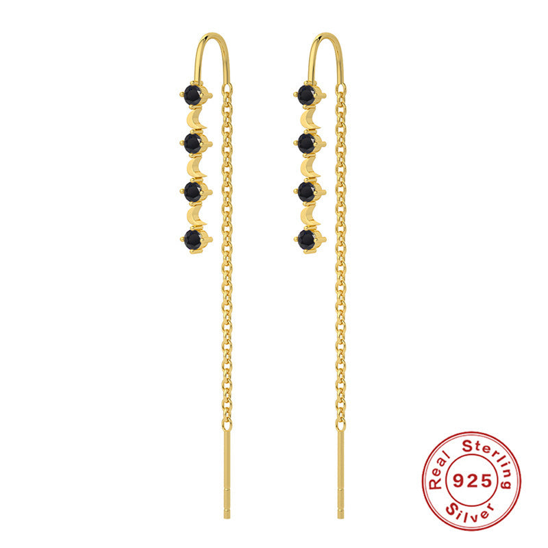 Radiant Elegance: 925 Sterling Silver Tassel Ear Wires with Diamonds
