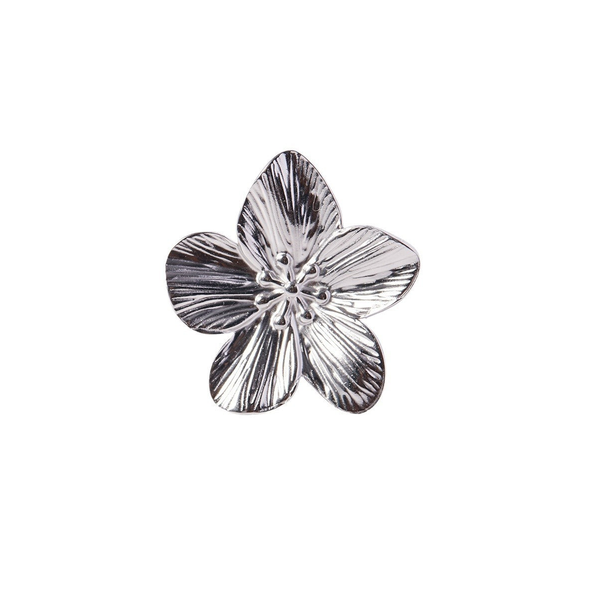 Silver Flower Petal Ring: Blossoming Beauty