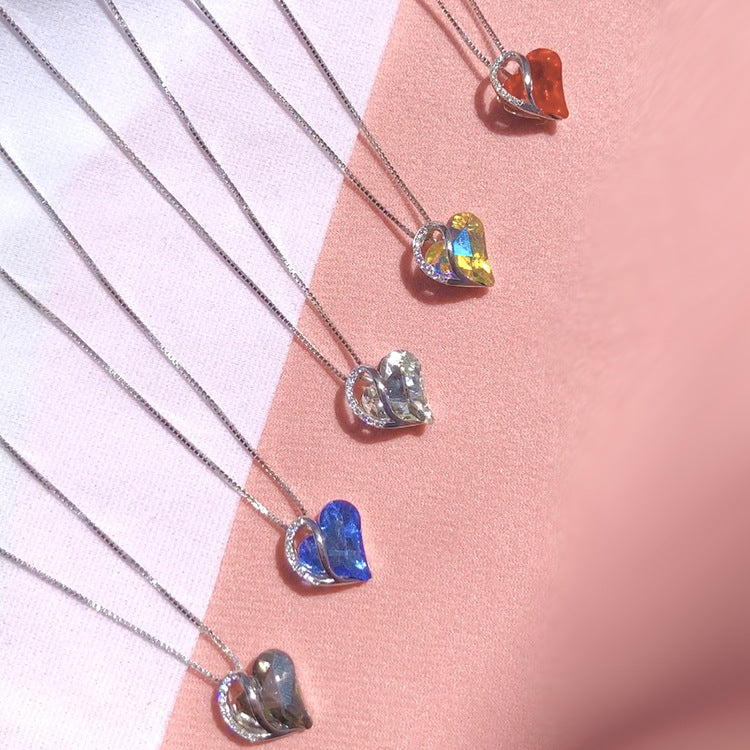 Heartfelt Elegance: 925 Silver Heart-Shaped Geometric Necklace