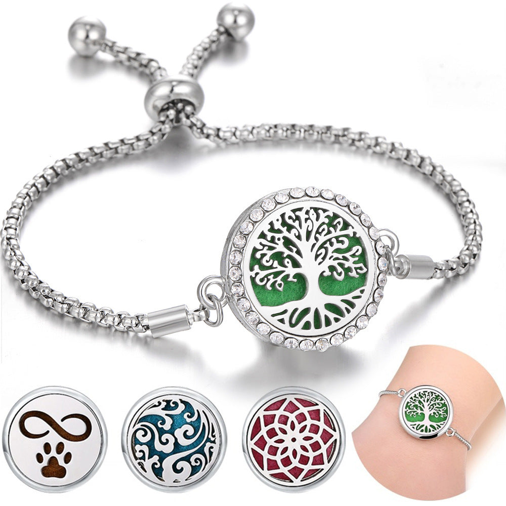 Aura Craft: Hollow Stainless Steel Adjustable Aromatherapy Bracelet