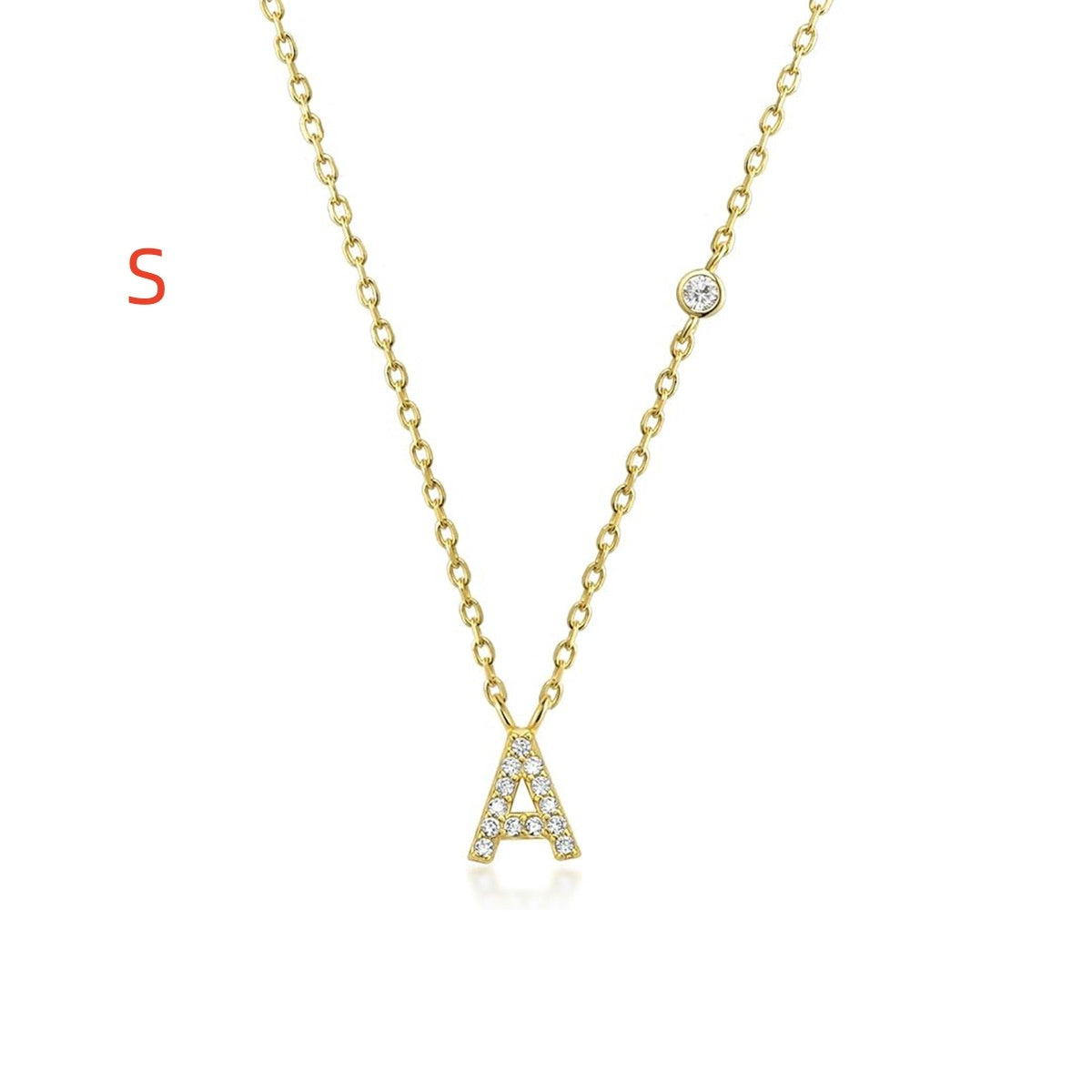 A-Z 26 Letters Luxury Gold/Silver Color Necklace CZ Pendant