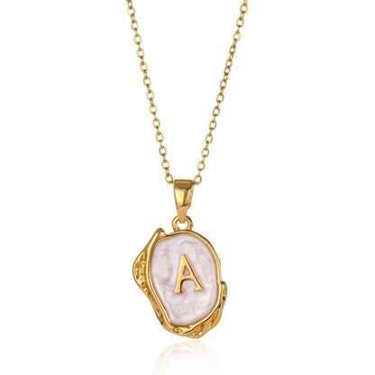 Alphabet Elegance: Simple Three-Dimensional Drop Oil Necklace with 26 Letters