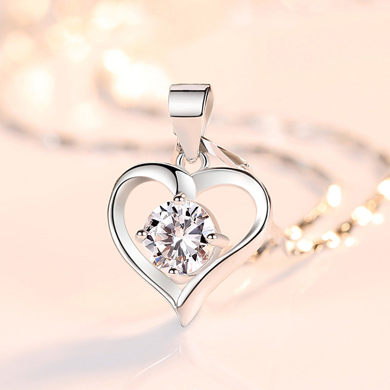 Endless Affection: S999 Sterling Silver Heart-Shaped Pendant Necklace