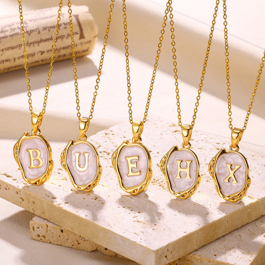 Alphabet Elegance: Simple Three-Dimensional Drop Oil Necklace with 26 Letters