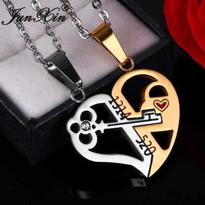 Forever Bond Lock & Key Couple Necklace