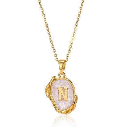 Alphabet Elegance: Simple Three-Dimensional Drop Oil Necklace with 26 Letters