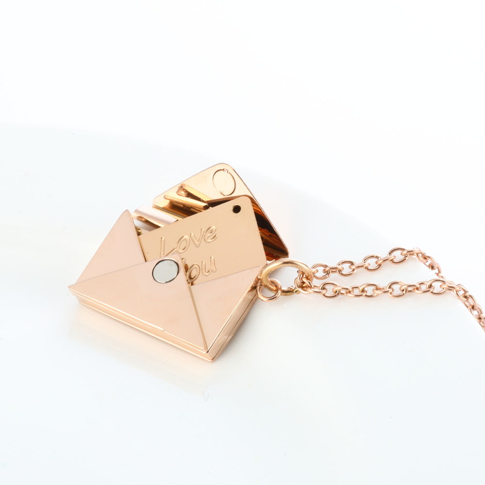Secret Sentiments: Peach Heart Envelope Necklace - A Thoughtful Jewelry Gift for Couples