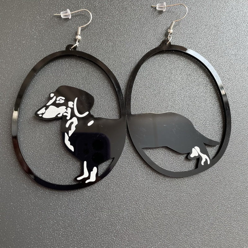 Whimsical Creatures: Acrylic Dangle Earrings in Asymmetric Black