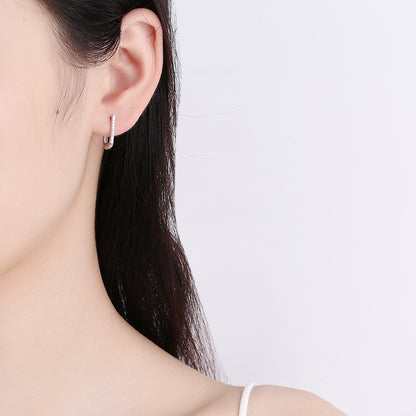 Sleek Sophistication: 925 Sterling Silver Geometric U-shaped Earrings