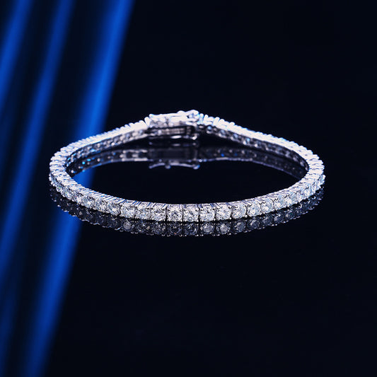 Radiant Brilliance: S925 Sterling Silver Moissanite Tennis Bracelet with 10 Points Sparkle