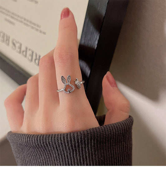 Whimsical Delight: Women's Asymmetric Carrot Rabbit Ring