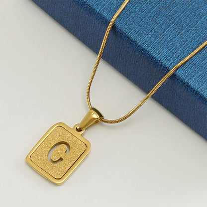 Chic Alpha: Hollow Out Square 18K Alphabet Necklace