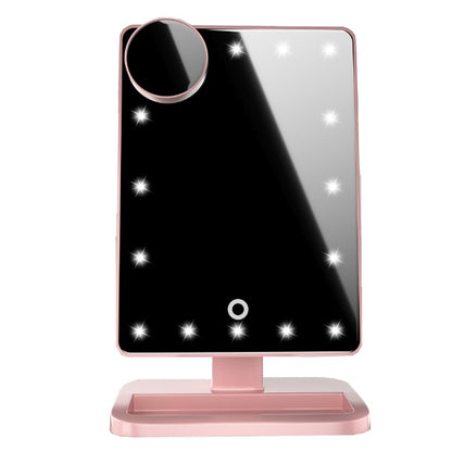 TechGlow: Touch Screen Makeup Mirror with 20 LED Lights, Bluetooth Music Speaker, and 10X Magnification