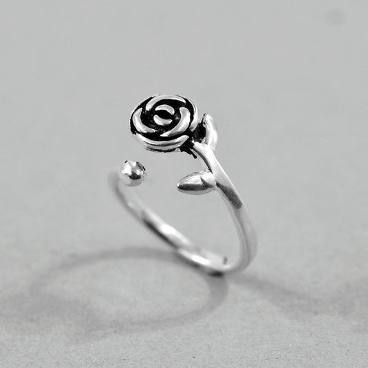 S925 Sterling Silver Vintage Rose Ring